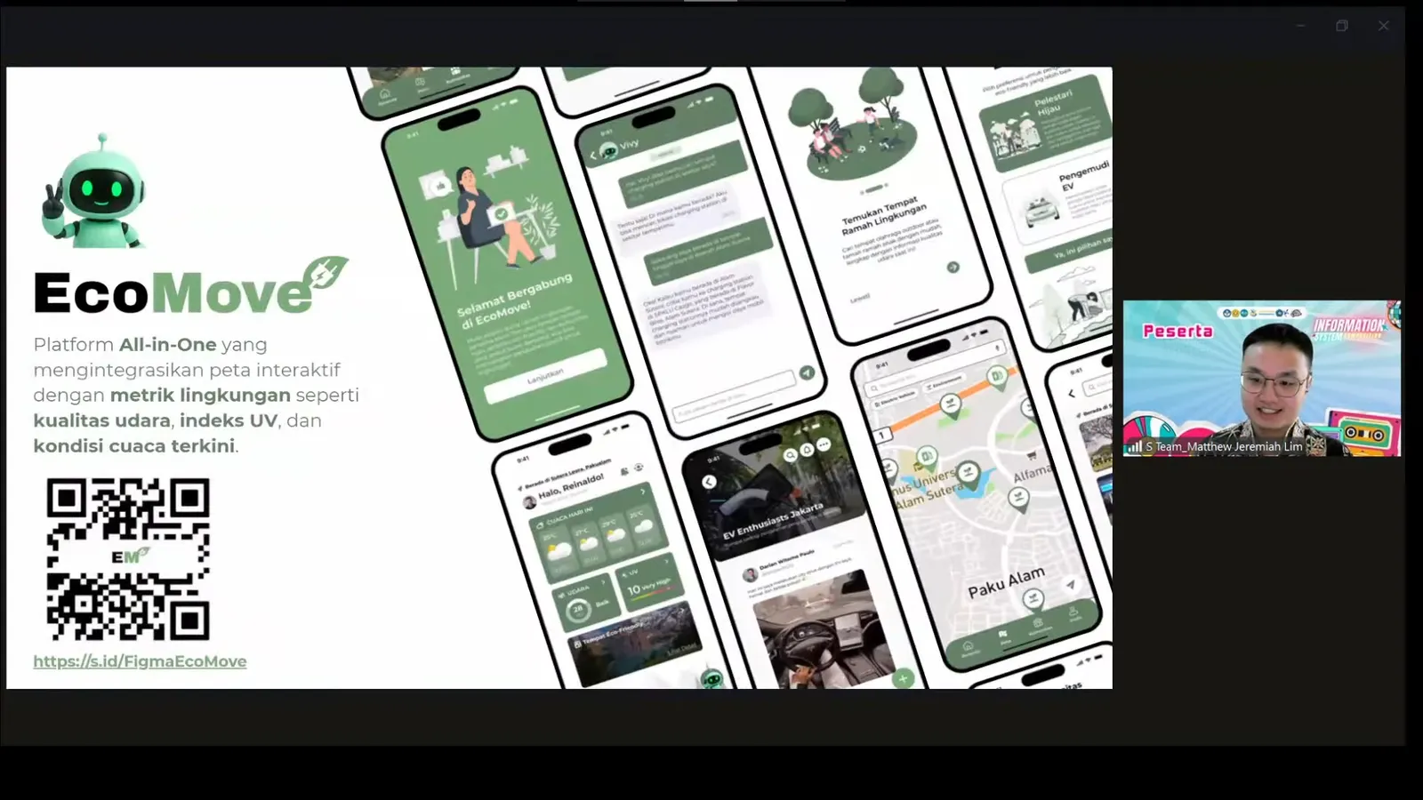 Matthew pitching in an online UI/UX competition