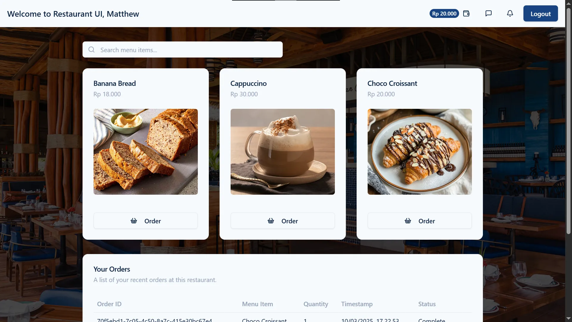 Restaurant UI