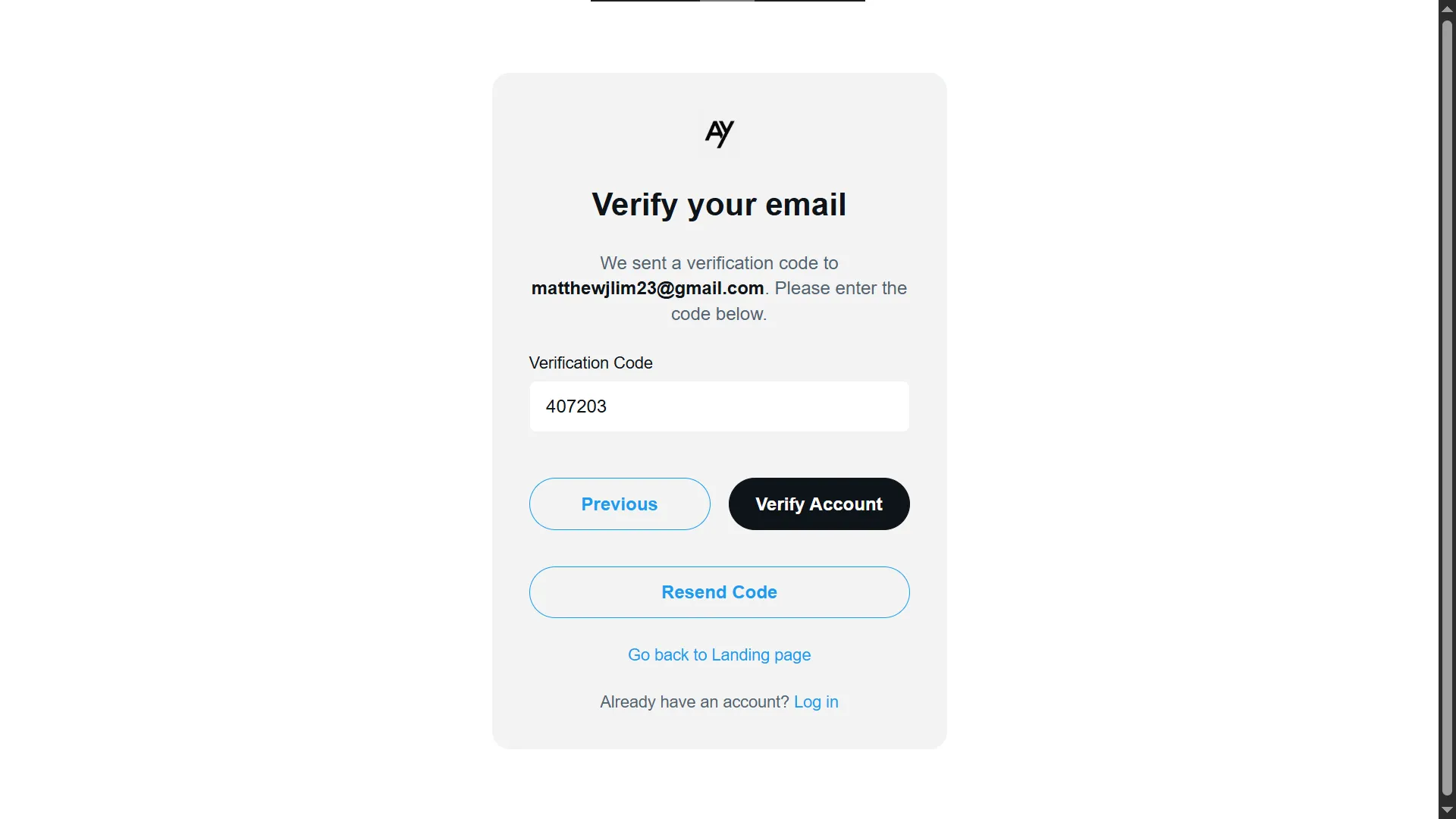 Verify Account